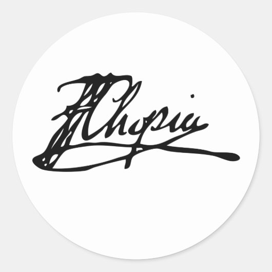 Handtekening van Frédéric Chopin Ronde Sticker (Voorkant)