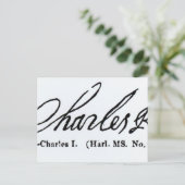 Handtekening van koning Charles I Briefkaart (Staand voorkant)