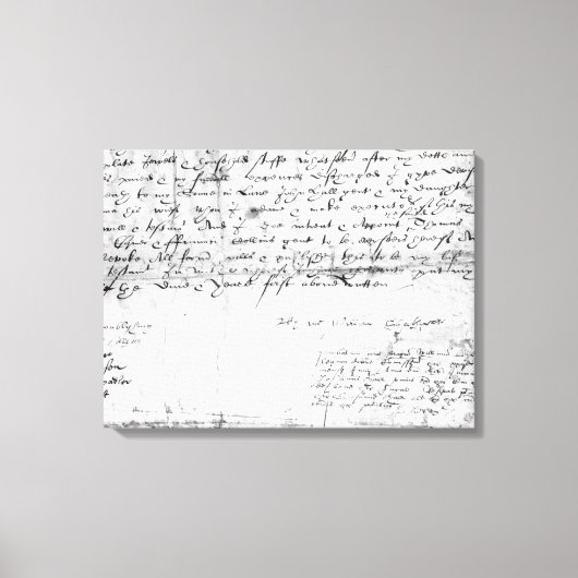 Handtekening van William Shakespeare, 1616 Canvas Afdruk (Voorkant)