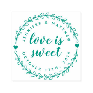 Handtekening Wreath & Elegant Script Weduwdatum Zelfinktende Stempel