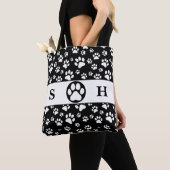 Handtekening zwart en wit poten draagtas (Dichtbij)