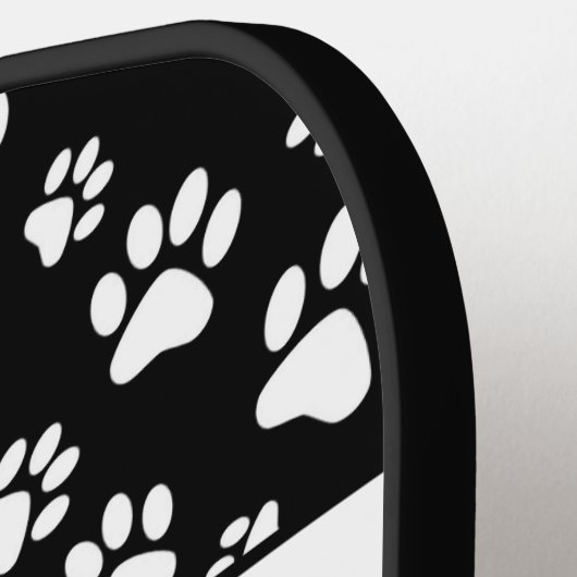 Handtekening zwart en wit poten pickleball paddle (Links Detail)