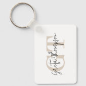 Handtekeningnaam Beige Monogram Sleutelhanger (Voorkant)