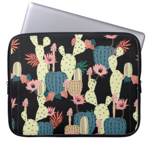 Handtekeningscactus Plant en bloemen naadloze poot Laptop Sleeve