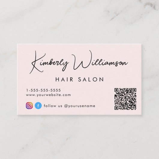 Handtekeningscript QR Code Pink Visitekaartje (Voorkant)