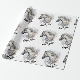 Handtekenpaard met plant cadeaupapier