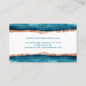 Handtekenscript Blauwgroen en Gold Waterverf Visitekaartje (Achterkant)