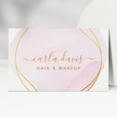 Handtekenscript Blush Pink Waterverf Gold Cirkel Visitekaartje