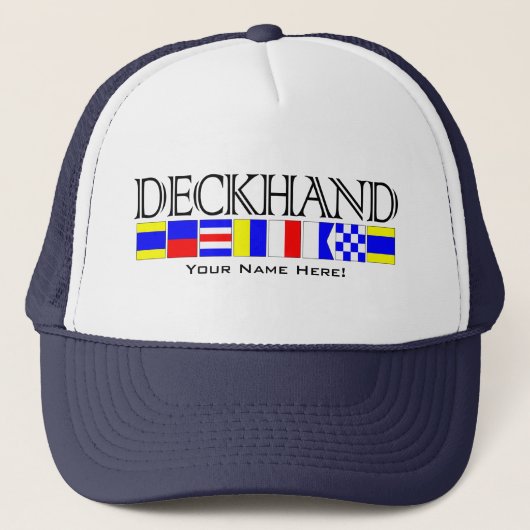 Handtitel in Nautical Signal Flags Jouw naam Trucker Pet (Voorkant)