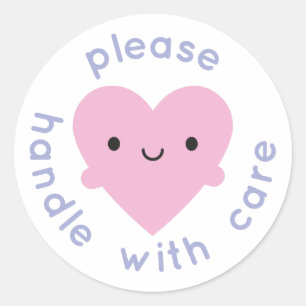 Handvat met zorg Kawaii Heart Ronde Sticker