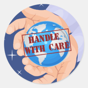 Handvat met zorgstickers ronde sticker
