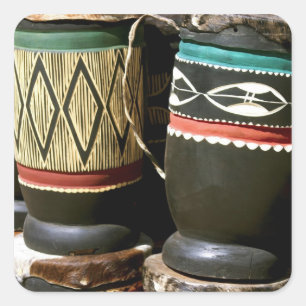 Handvaten, met krultrom, Livingston, Zambia Vierkante Sticker