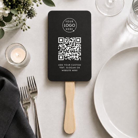 Handventilator | Aangepast QR-code Logo Zwart Even Handwaaier