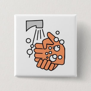 HandwasButton Vierkante Button 5,1 Cm