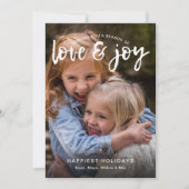 Handwrite Love and Joy Photo Feestdagenkaart (Voorkant)