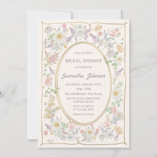 Handwritten Floral Bridal Shower Invitation (Devant)