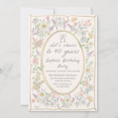 Handwritten Floral Cheers 40th Birthday Invitation (Devant)