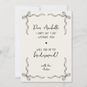 Handwritten Hand Drawn Bow Fun Bridesmaid Proposal Kaart (Voorkant)