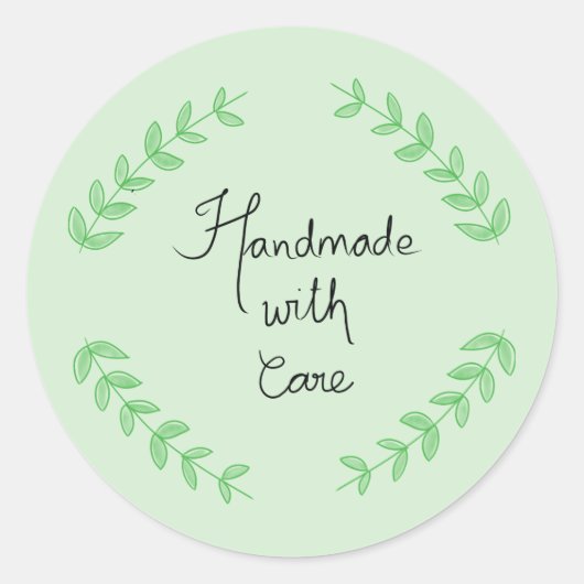 Handwritten Handmade With Care Ronde Sticker (Voorkant)