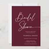 Handwritten Modern MInimal Burgundy Bridal Shower Kaart (Voorkant)