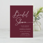 Handwritten Modern MInimal Burgundy Bridal Shower Kaart (Staand voorkant)