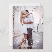 Handwritten Modern Wedding Engagement Photo Save The Date (Voorkant)