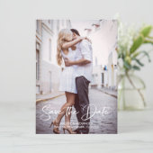 Handwritten Modern Wedding Engagement Photo Save The Date (Staand voorkant)