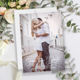 Handwritten Modern Wedding Engagement Photo Save The Date