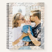 Handwritten Script Family Photo Personalized Notitieboek (Voorkant)