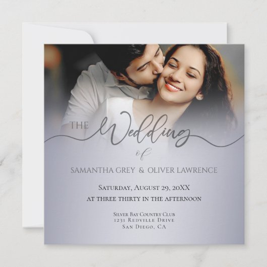 Handwritten Script Photo Wedding Invitation Save The Date (Voorkant)