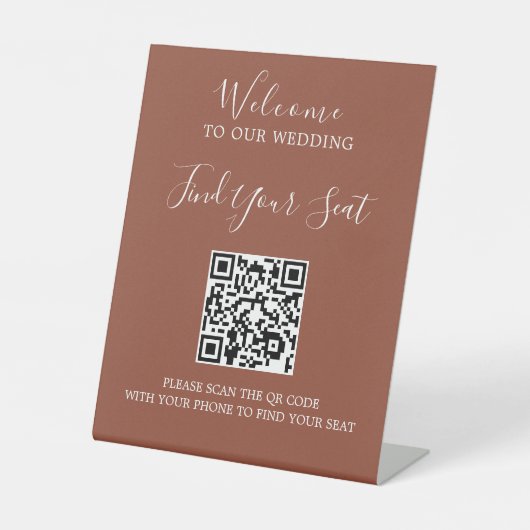 Handwritten script QR code wedding seating Reclamebord Met Voetstuk (Voorkant)