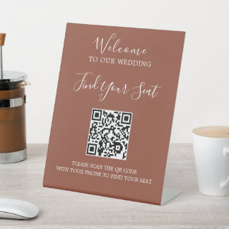 Handwritten script QR code wedding seating Reclamebord Met Voetstuk