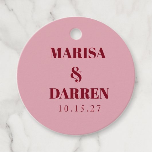 Handwritten Script Whimsical Pink Custom Wedding  Bedankjes Labels (Voorkant)