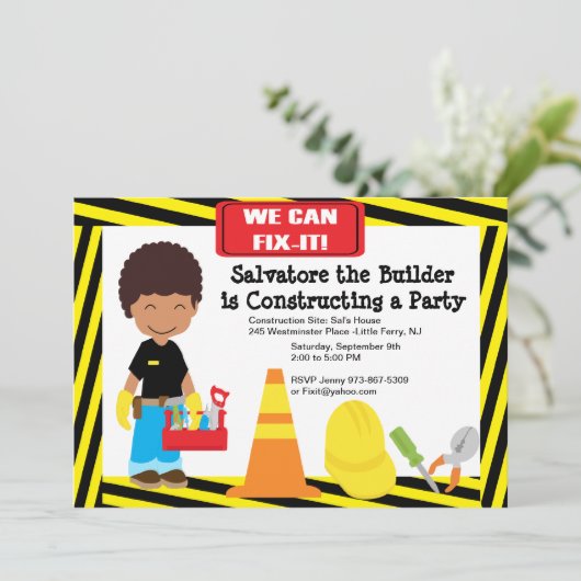 Handy Man Fix It Boys Invitation Anniversaire (Debout devant)