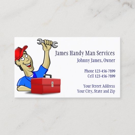 Handy Man Reparatie Man Aannemer Visitekaartje (Voorkant)