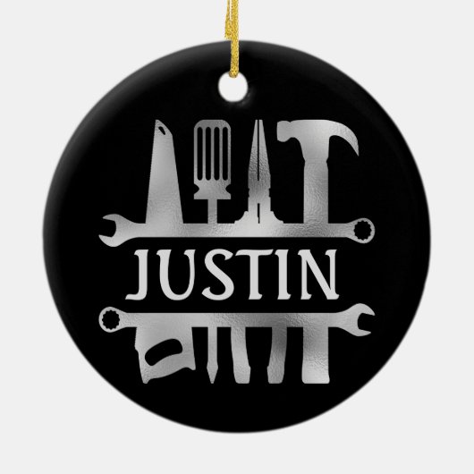 Handy Man Tools Monogram op maat Keramisch Ornament (Achterkant)