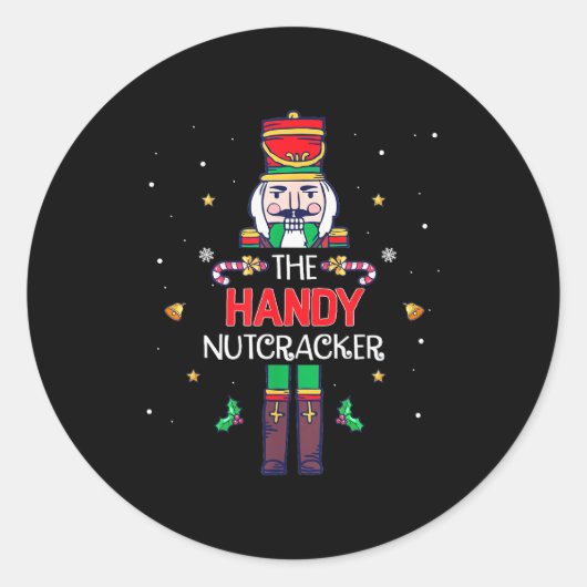 Handy Nutcracker Funny Christmas Family Matching O Ronde Sticker (Voorkant)