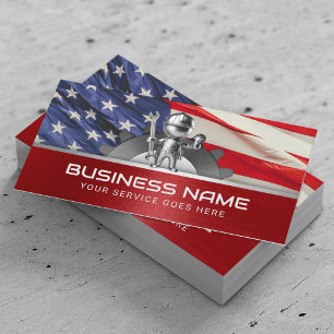 Handyman Auto Repair Service Patriottische Red Met Visitekaartje