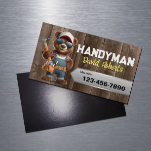 Handyman Beer Carpenter House Repair Service Hout Magnetisch Visitekaartje