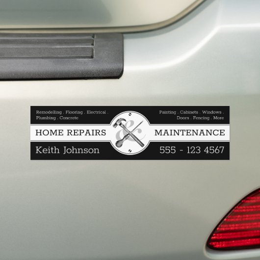 Handyman Black Modern Professional Construction Bumpersticker (Op auto)