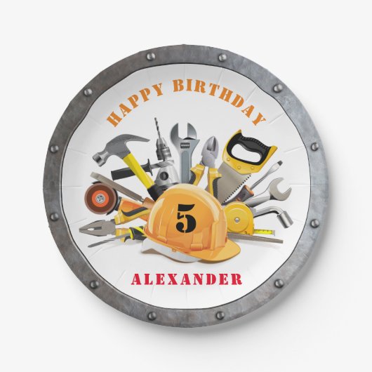 Handyman Boy Tools Birthday Party Paper Bord (Voorkant)