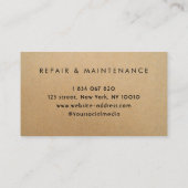 Handyman Carpenter Kraft Carte de visite rustique (Dos)