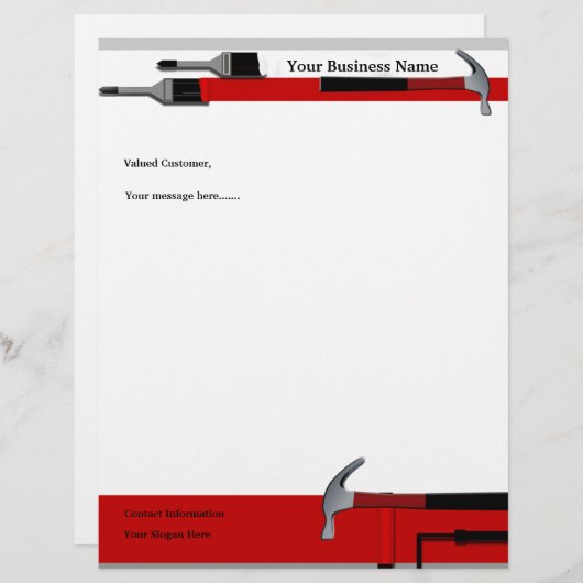 Handyman Carpenter Painter Letterhead Stationery (Voorkant / Achterkant)
