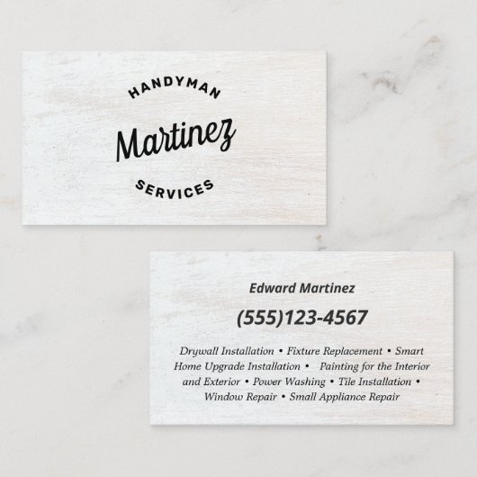 Handyman Carte de visite en bois d'amélioration (Devant / Derrière)
