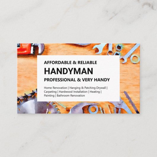 Handyman Carte de visite - Outils de construction (Devant)