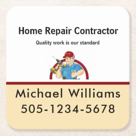 Handyman Contractor Home Repair kantoor Vierkante Kartonnen Onderzetter