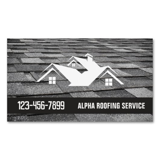 Handyman Dak Reparatie Bouw Roofer Dakbedekking Magnetisch Visitekaartje (Voorkant)