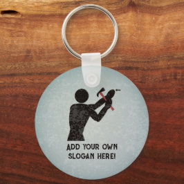 Handyman - DIY Guy met hamer - Voeg eigen naam/tek Sleutelhanger