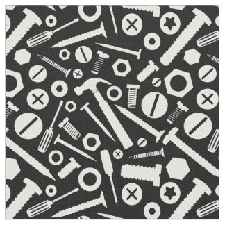 Handyman DIY Mister Fixit Hammer Nuts Bolts Tools Stof