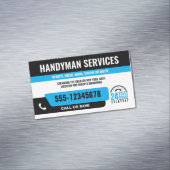 HANDYMAN FIX IT GUY URGENT REPARATIE ZWART BLAUW MAGNETISCH VISITEKAARTJE (Voorbeeld)
